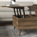 Τραπεζάκι σαλονιού Roy Megapap με σερβιτόρο χρώμα καρυδί 121x69x40εκ.