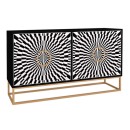 Μπουφές Gradel Megapap χρώμα μαύρο - ασπρόμαυρο 150x35x83,6εκ.