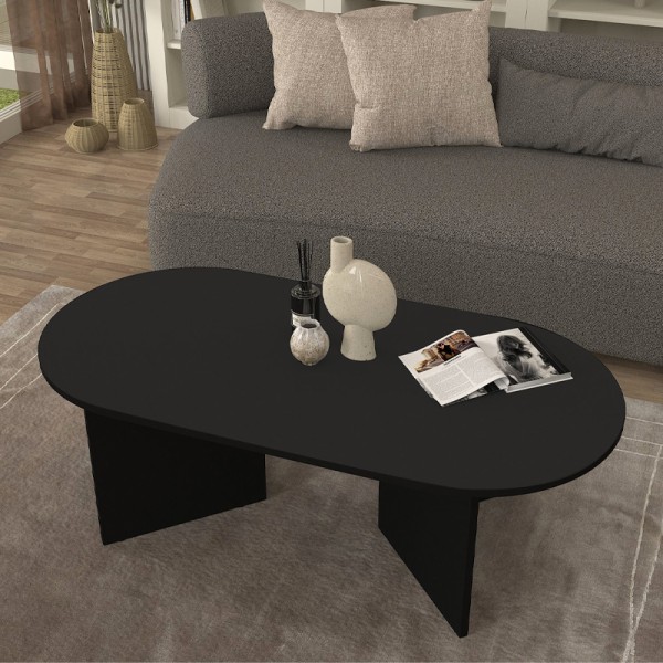 Τραπεζάκι σαλονιού Cortado Megapap χρώμα μαύρο 120x60x39,6εκ.