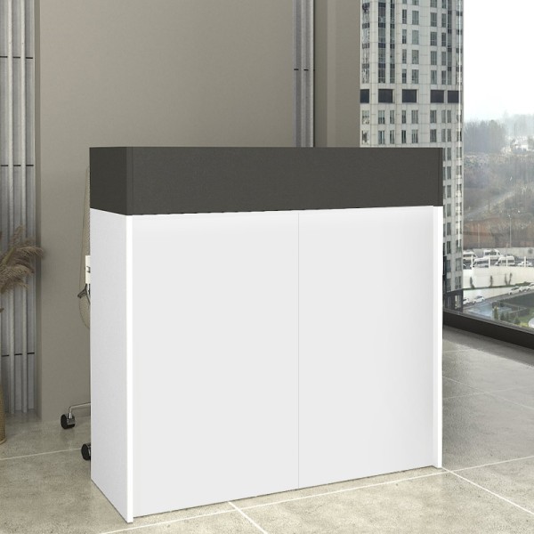 Γραφείο υποδοχής - reception Wilko Megapap με LED χρώμα λευκό - ανθρακί 113,6x42x110εκ.