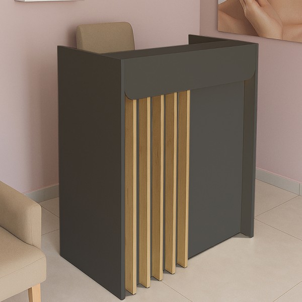 Γραφείο υποδοχής - reception Karibu Megapap με LED χρώμα ανθρακί - sepet oak 90x40x100εκ.