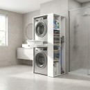 Έπιπλο πλυντηρίου - στεγνωτηρίου Bace Megapap χρώμα λευκό 90x60x187εκ.