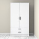 Ντουλάπα ρούχων Victoria Megapap δίφυλλη με συρτάρια χρώμα λευκό 100x60x181εκ.