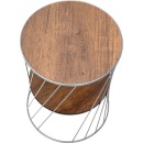 Τραπεζάκι βοηθητικό Jaspin Megapap μεταλλικό - Mdf χρώμα ασημί - καρυδί 32x32x44εκ.