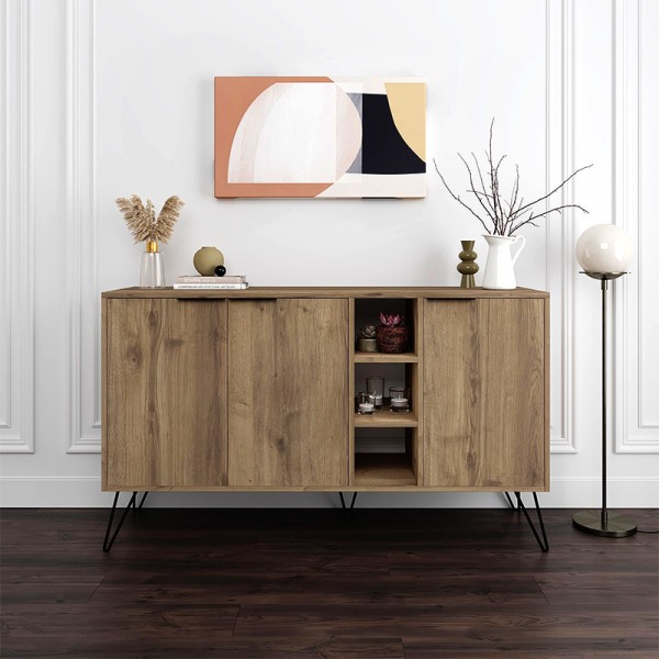 Μπουφές Clara Megapap χρώμα ανοιχτό καρυδί 142x35,6x83εκ.