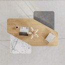 Τραπεζάκι σαλονιού σετ 3 τμχ. Nesty Megapap χρώμα saphhire oak - γκρι ρετρό - λευκό εφέ μαρμάρου 110x60x48εκ.