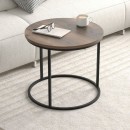 Τραπεζάκι σαλονιού σετ 2 τμχ Hilal Megapap χρώμα καπνιστή καρυδιά Ø66x49,5εκ.