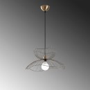 Φωτιστικό οροφής Farac Megapap E27 μεταλλικό μονόφωτο χρώμα χρυσό vintage Ø50x31/111εκ.