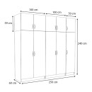 Ντουλάπα ρούχων Victoria Megapap πεντάφυλλη με πατάρι χρώμα καρυδί 250x60x240εκ.