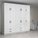 Ντουλάπα ρούχων Victoria Megapap πεντάφυλλη με πατάρι και συρτάρια χρώμα λευκό 250x60x240εκ.