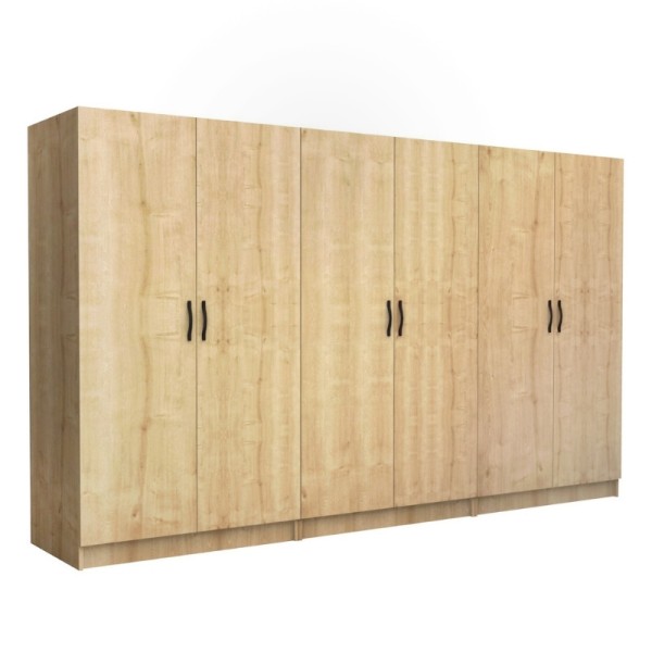 Ντουλάπα ρούχων Victoria Megapap εξάφυλλη χρώμα φυσικό οξιάς 300x60x181εκ.