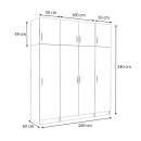 Ντουλάπα ρούχων Victoria Megapap τετράφυλλη με πατάρι χρώμα φυσικό οξιάς 200x60x240εκ.