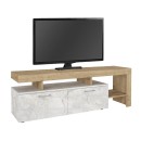 Έπιπλο τηλεόρασης Acnes Megapap χρώμα λευκό εφέ μαρμάρου - sapphire oak 160x40x53εκ.