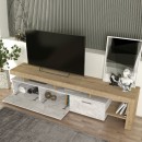 Έπιπλο τηλεόρασης Acnes Megapap χρώμα λευκό εφέ μαρμάρου - sapphire oak 220x40x52εκ.