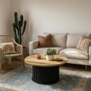 Τραπεζάκι σαλονιού Bohema Megapap χρώμα μαύρο - sepet oak Ø85x43,2εκ.