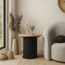 Τραπεζάκι βοηθητικό Bohema Megapap χρώμα μαύρο - sepet oak Ø50x53,2εκ.