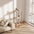 Ραφιέρα δαπέδου - Κομοδίνο ξύλινο - πλαστικό χρώμα φυσικό - μπεζ 37x29x79εκ.