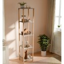 Ραφιέρα δαπέδου πλαστική - ξύλινη χρώμα φυσικό - μπεζ 28x25x137εκ.