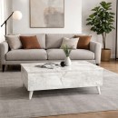 Τραπεζάκι σαλονιού Roy Megapap με σερβιτόρο χρώμα λευκό εφέ μαρμάρου 121x69x40εκ.