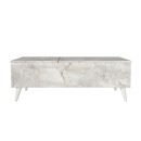 Τραπεζάκι σαλονιού Roy Megapap με σερβιτόρο χρώμα λευκό εφέ μαρμάρου 121x69x40εκ.