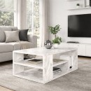 Τραπεζάκι σαλονιού Abdera Megapap χρώμα λευκό εφέ μαρμάρου 110x60x42εκ.