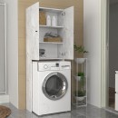 Έπιπλο πλυντηρίου Romme Megapap χρώμα λευκό εφέ μαρμάρου 65x27,1x180εκ.