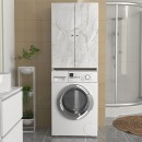 Έπιπλο πλυντηρίου Romme Megapap χρώμα λευκό εφέ μαρμάρου 65x27,1x180εκ.