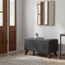 Σκαμπώ - Ταμπουρέ Lotus Megapap βελούδινο χρώμα ανθρακί 90x40x50εκ.