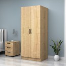 Ντουλάπα ρούχων Vivian Megapap δίφυλλη χρώμα φυσικό οξιάς 80x51,8x181εκ.