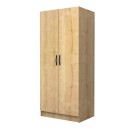 Ντουλάπα ρούχων Vivian Megapap δίφυλλη χρώμα φυσικό οξιάς 80x51,8x181εκ.
