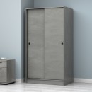 Ντουλάπα ρούχων Regio Megapap δίφυλλη συρόμενη χρώμα γκρι σκυροδέματος 100x60x181εκ.