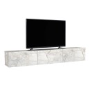 Έπιπλο τηλεόρασης επιτοίχιο Damla Megapap με LED χρώμα λευκό εφέ μαρμάρου 180x29,5x29,5εκ.