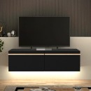 Έπιπλο τηλεόρασης επιτοίχιο Morel Megapap με LED χρώμα μαύρο 140x41,8x40εκ.