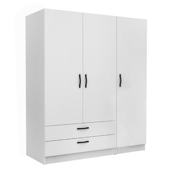 Ντουλάπα ρούχων Victoria Megapap τρίφυλλη με συρτάρια χρώμα λευκό 150x60x181εκ.