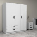 Ντουλάπα ρούχων Victoria Megapap τρίφυλλη με συρτάρια χρώμα λευκό 150x60x181εκ.