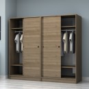 Ντουλάπα ρούχων Regio Megapap τετράφυλλη συρόμενη χρώμα καρυδί 200x60x181εκ.