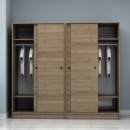 Ντουλάπα ρούχων Regio Megapap τετράφυλλη συρόμενη χρώμα καρυδί 200x60x181εκ.