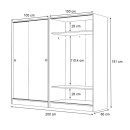 Ντουλάπα ρούχων Regio Megapap τετράφυλλη συρόμενη χρώμα καρυδί 200x60x181εκ.