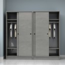 Ντουλάπα ρούχων Regio Megapap τετράφυλλη συρόμενη χρώμα γκρι σκυροδέματος 200x60x181εκ.