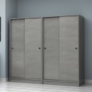 Ντουλάπα ρούχων Regio Megapap τετράφυλλη συρόμενη χρώμα γκρι σκυροδέματος 200x60x181εκ.