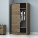 Ντουλάπα ρούχων Misra Megapap δίφυλλη συρόμενη χρώμα καρυδί 94x52x182εκ.