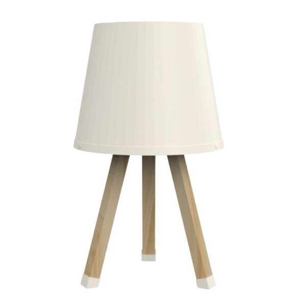 Φωτιστικό επιτραπέζιο ξύλινο - πλαστικό χρώμα μπεζ Ø18x34εκ.