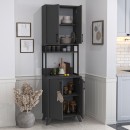 Έπιπλο κουζίνας Sedef Megapap χρώμα ανθρακί 61x40x202,1εκ.