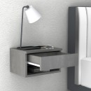 Κομοδίνο επιτοίχιο Mary Megapap χρώμα γκρι σκυροδέματος 40x30x23εκ.