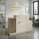 Γραφείο υποδοχής - reception Dayana Megapap με LED χρώμα travertine - sandstone 150x85,2x120εκ.