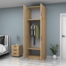 Ντουλάπα ρούχων Vivian Megapap δίφυλλη με πατάρι χρώμα φυσικό οξιάς 80x51,8x240εκ.