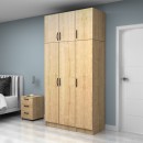 Ντουλάπα ρούχων Vivian Megapap τρίφυλλη με πατάρι χρώμα φυσικό οξιάς 120x51,8x240εκ.