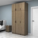 Ντουλάπα ρούχων Vivian Megapap τρίφυλλη με πατάρι χρώμα καρυδί 120x51,8x240εκ.