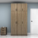 Ντουλάπα ρούχων Vivian Megapap τρίφυλλη με πατάρι χρώμα καρυδί 120x51,8x240εκ.