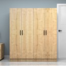 Ντουλάπα ρούχων Vivian Megapap τετράφυλλη χρώμα φυσικό οξιάς 160x51,8x181εκ.